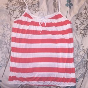 Orange and white stripe tank.